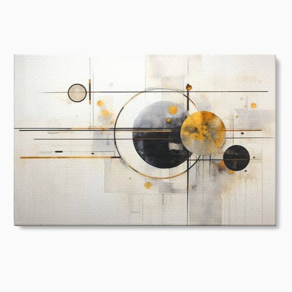 Tablou canvas cu pictura abstracta cu forme geometrice, fara rama, pe sasiu de lemn